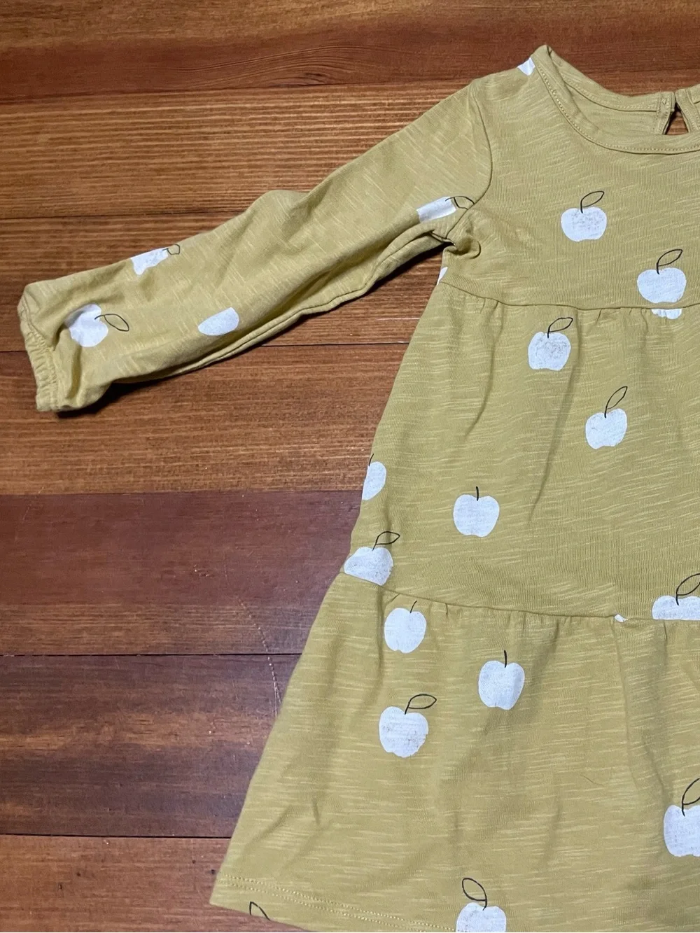 NWT Little Co by Lauren Conrad Long-Sleeve Mustard Apple Print Dress 18 Months